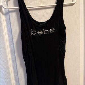 Y2K Bebe Black Tank Top with Rhinestone Logo